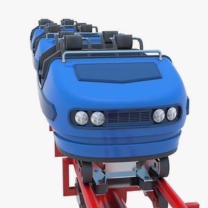 Roller Coaster Train - Blue 3D model