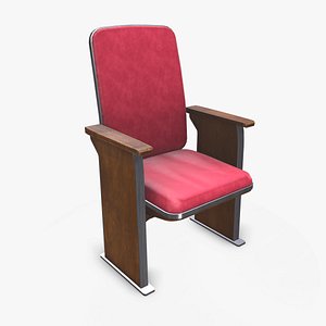 Old Theater Seat Chair Low-poly PBR model