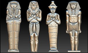 set 4 statues egypt 3D model