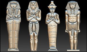 Set 4 Statues Egypt STL File for CNC Router