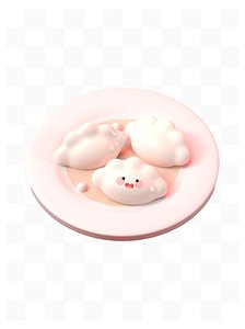 Cartoon cute dumplings 3D model