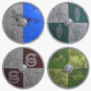 3D model Wooden Shield Set