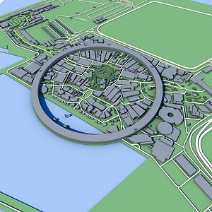 Island Osaka Bay 3D Model Artificial Island  Future Expo Site Osaka Waterfront Urban Developmen model