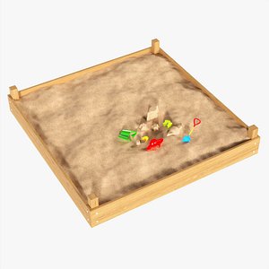 Outdoor sandbox with toys 3D