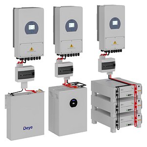Deye backup power system kit for apartmenthouse 3D model