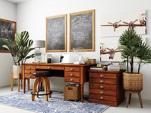 Classic Home Office Interior 3D model