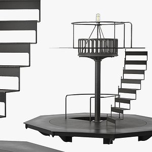 Lighthouse Interior Spiral Staircase with Platforms