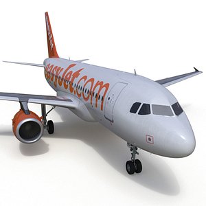 EasyJet Airbus A319 Commercial Jet Rigged for Cinema 4D