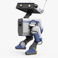 Nvidia AI Patrol Unit with Antennas White Blue Rigged for Cinema 4D