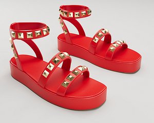 3D model The Wade Ecru Studded Strappy Platform Sandals
