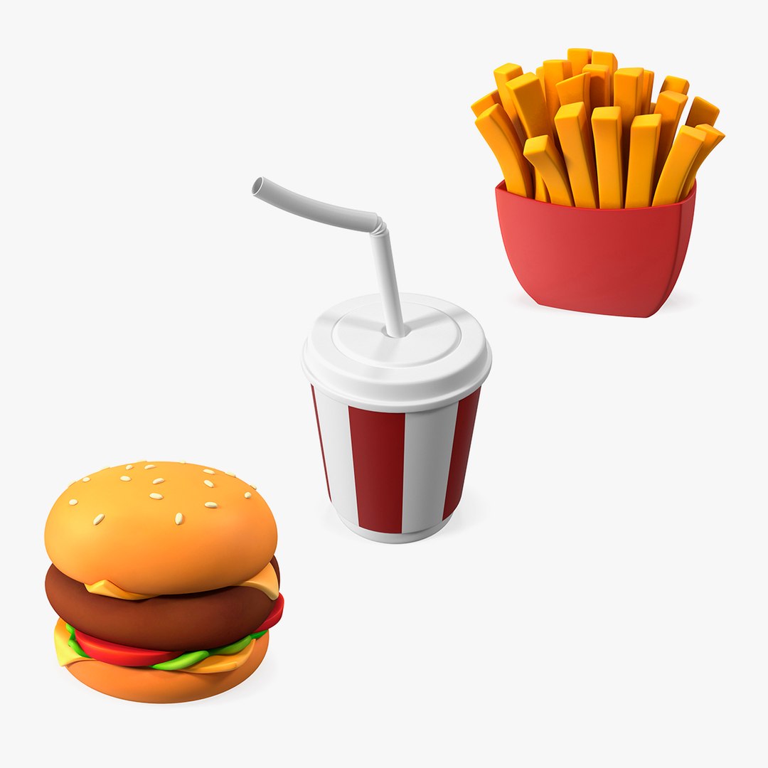Cartoon Fast Food Collection 3 3D model preview