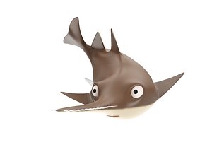 Large tooth saw fish animated low poly toon model