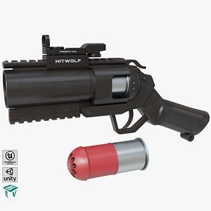 3D model Grenade Launcher 07  All PBR Unity UE Textures