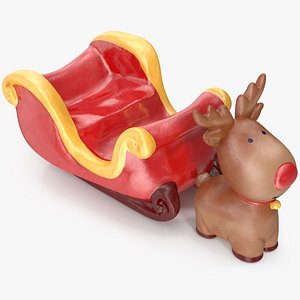 deer sleigh figurine 3D
