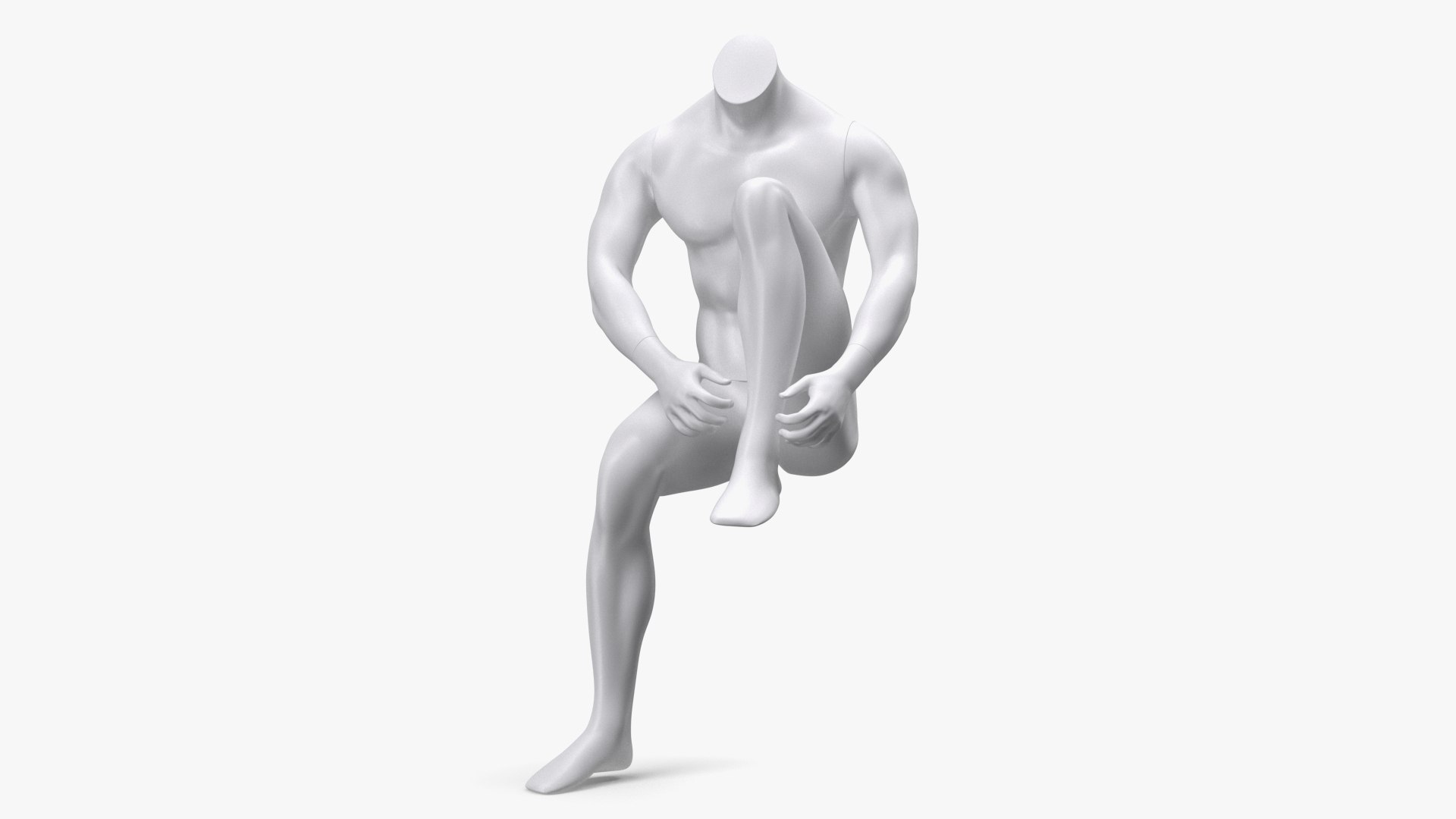 Sports Man Mannequin Sitting White 3D model preview