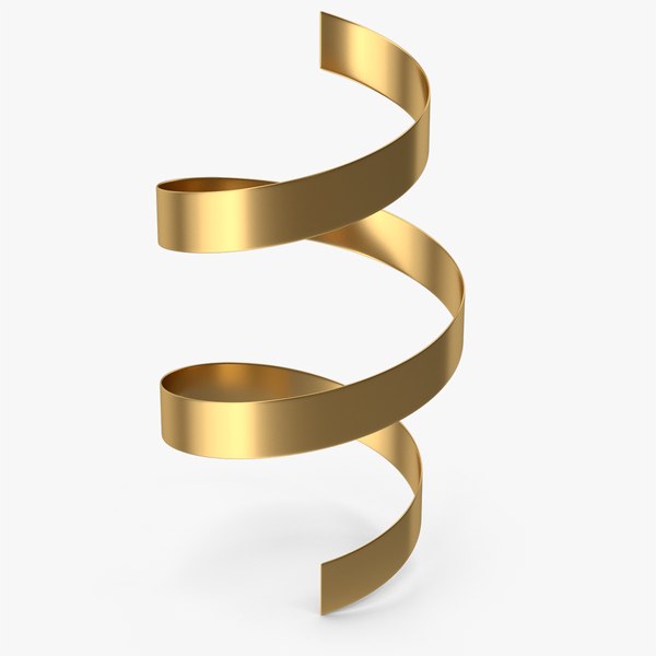 Gold Curly Ribbon 3D model