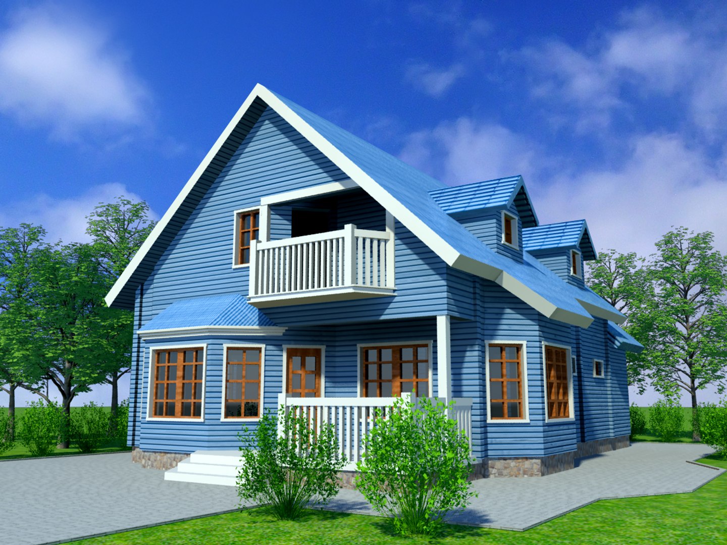 Blue House 3d Model