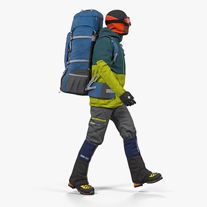 3D man traveler backpack walking