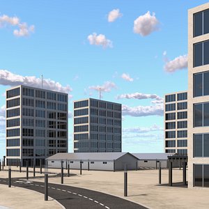 Modern Mid-Rise Residential Complex Asphalt model