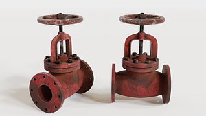 gate valve dirty and rust 3D