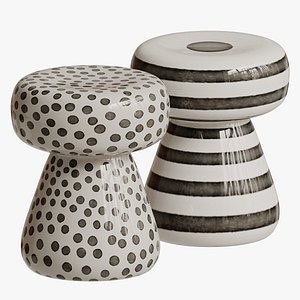 Gervasoni Inout Side Table in White Ceramic with Black Dots by Paola Navone