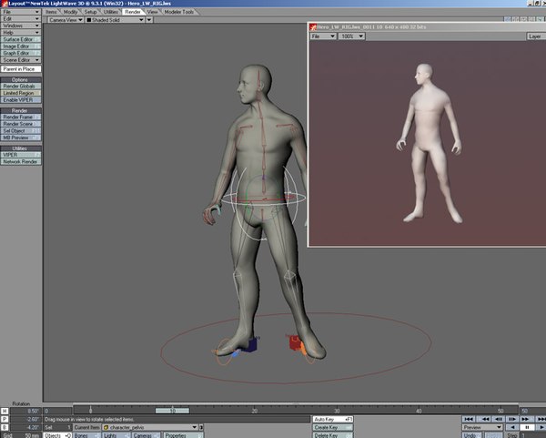 lightwave rig anatomy virtual 3d model