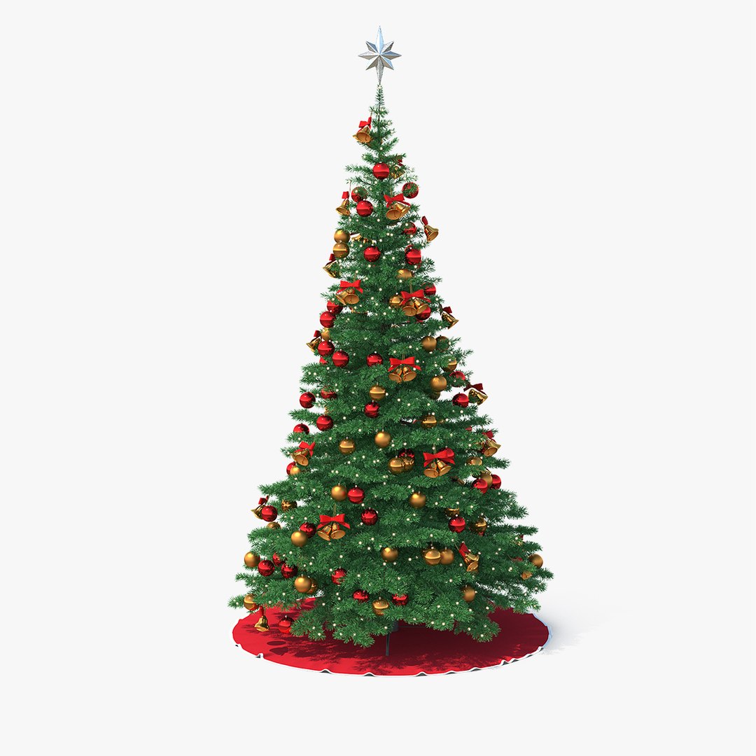 Christmas Tree with Silver Star Topper 3D model preview