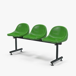 Plastic Chairs Row of 3 Seater 3D Model