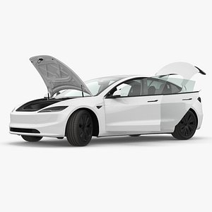 3D Tesla Model 3 2024 White Rigged model