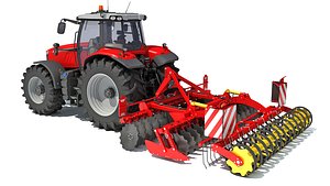 3D model tractor compact disc harrow