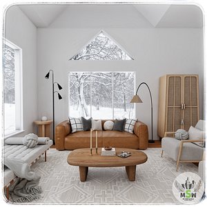 Winter Living Room Blender Scene