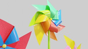 3D model pin pinwheel wheel
