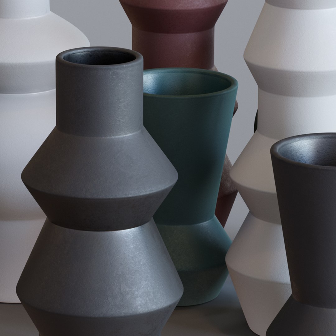 West ElmCeramic Totem Vases 3D model TurboSquid 1810653