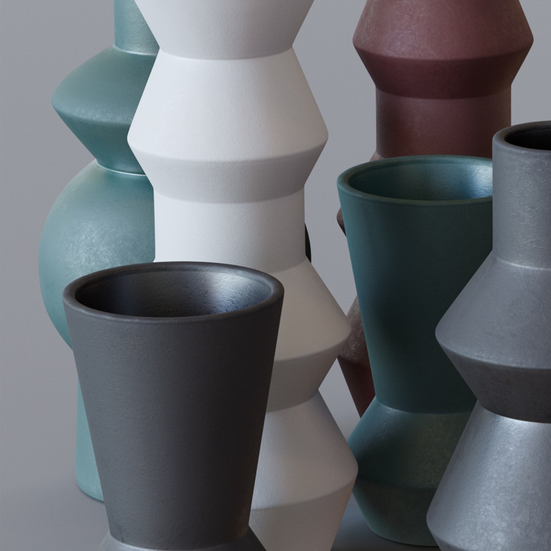 West ElmCeramic Totem Vases 3D model TurboSquid 1810653