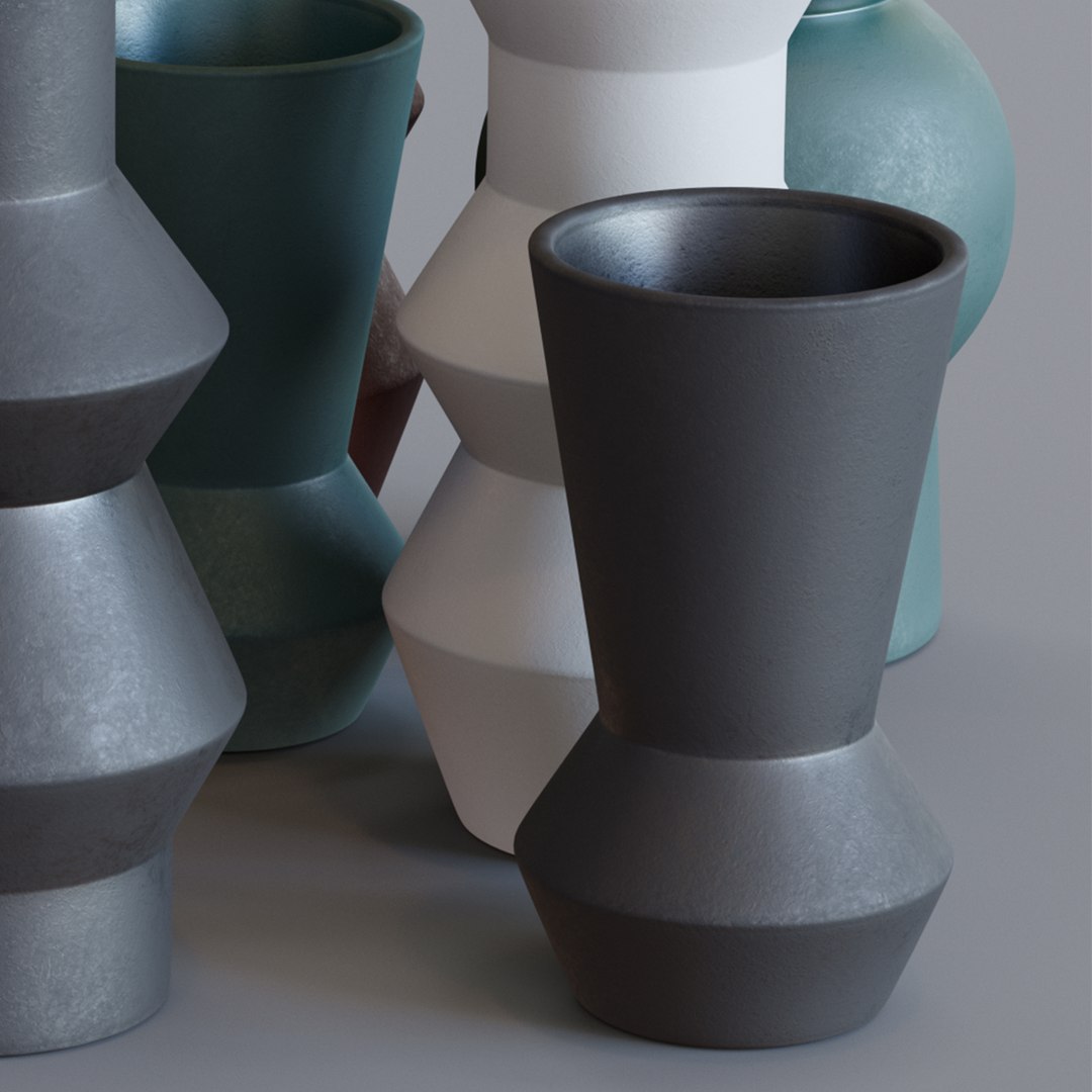 West ElmCeramic Totem Vases 3D model TurboSquid 1810653