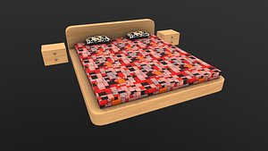 Stylish Bed AR VR Lowpoly PBR with game ready model