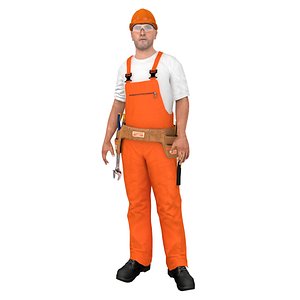 rigged worker 1 3D model
