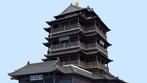 3D Chaoran Tower Jinan Chinese Ancient Architecture Pagoda model