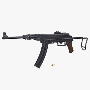 3D K50M North Vietnamese SMG Low-poly PBR model