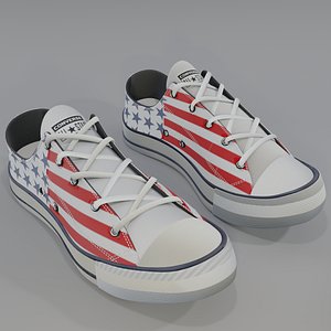 Conver All Stars Low  Blue Stars Lines Red 3D model