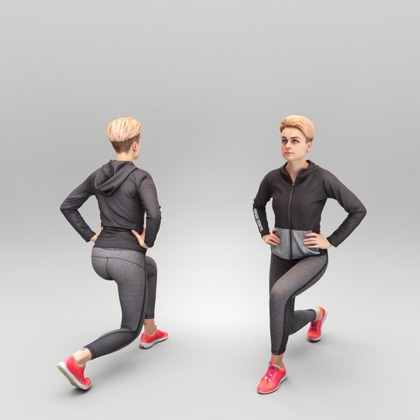 3D Young woman doing workout 432