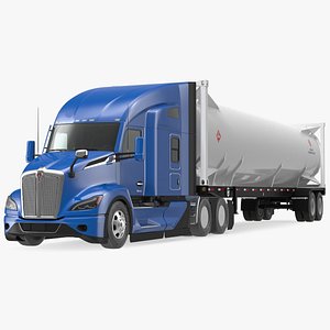 Kenworth Truck with LNG Semi Trailer Gas Tank 3D