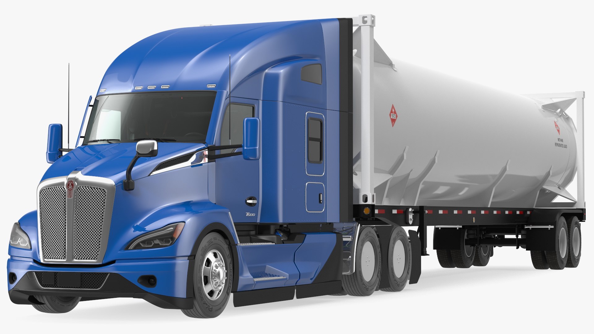 Kenworth Truck with LNG Semi Trailer Gas Tank 3D model preview