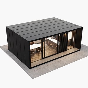 Closed gazibo with summer kitchen 3D