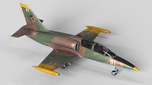 Low Poly Soviet L-39 Albatros Jet Trainer Game Ready 3D Model Low-poly 3D model 3D model
