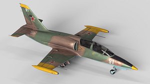 Low Poly Soviet L-39 Albatros Jet Trainer Game Ready 3D Model Low-poly 3D model