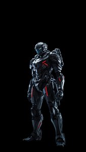 3D 4k futuristic sci-fi concept design mecha man