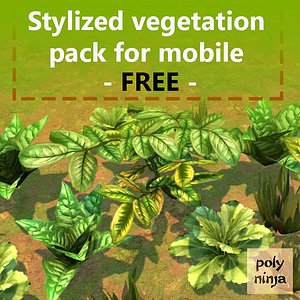 free pack stylized vegetation mobile 3d model
