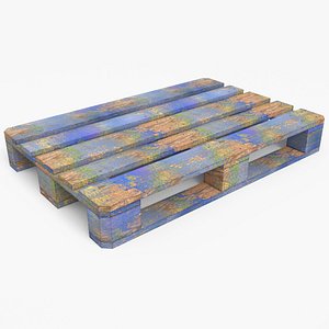Wood Pallet Blue Painted - PBR 2 3D model