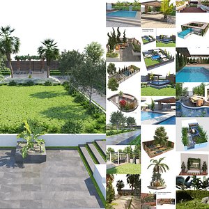 Outdoor 3D Environment garden scene Pack